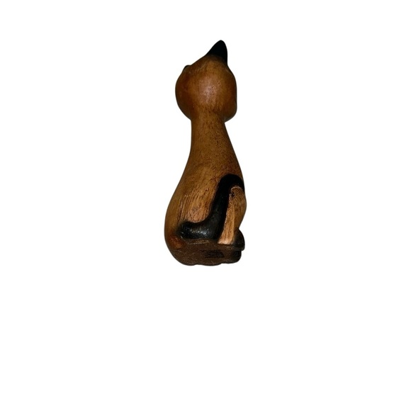 Vintage Mid‑Century Carved Wooden Long‑Neck Cat Figurine 5″ Tall retro - Picture 5 of 5